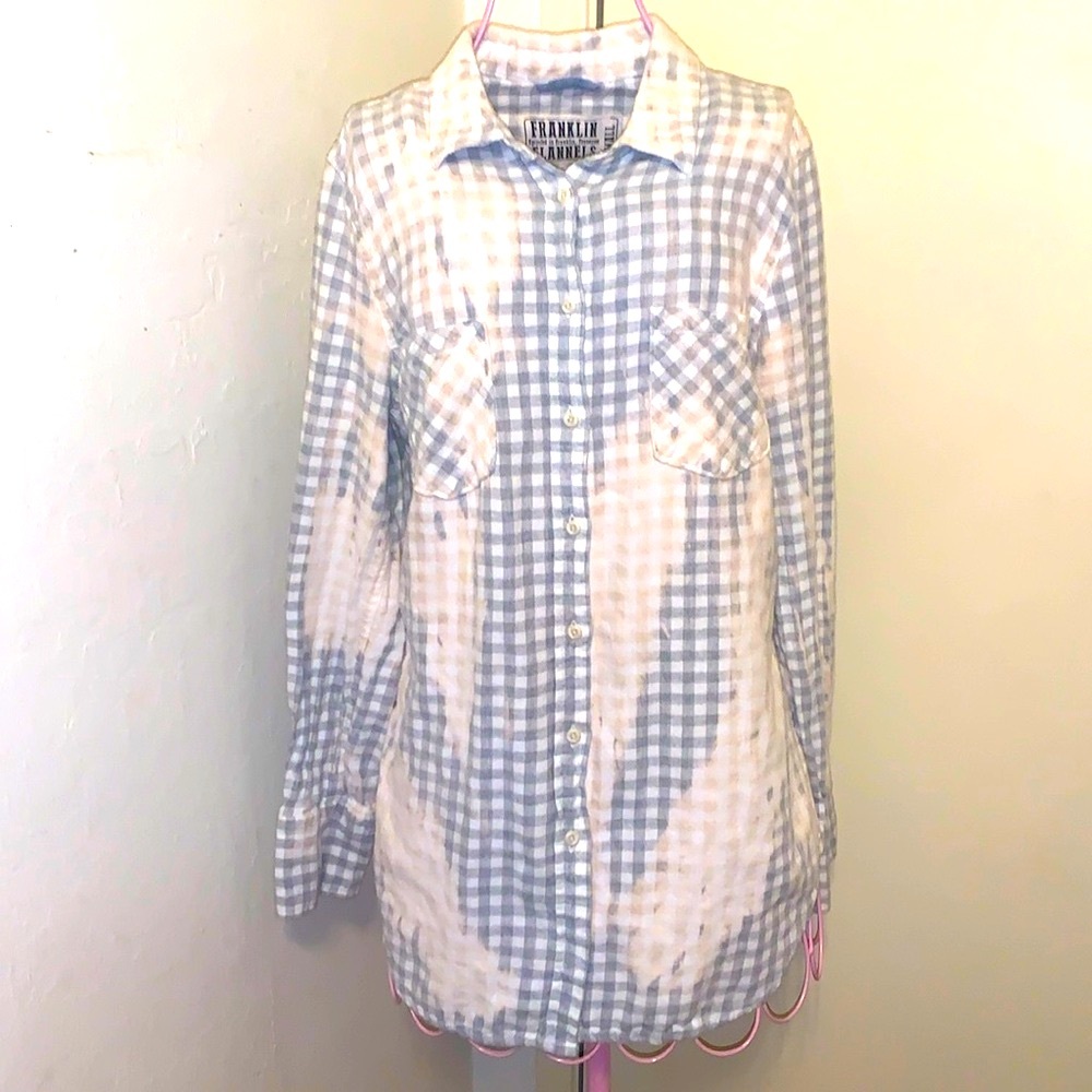 Trend 2026! 🎁Like New Franklin Flannels Women's Button Shirt Gray/Pink/White- XS